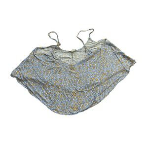 Miley + Molly Cami Top Womens Small Blue Floral Excellent Button Front Crop
